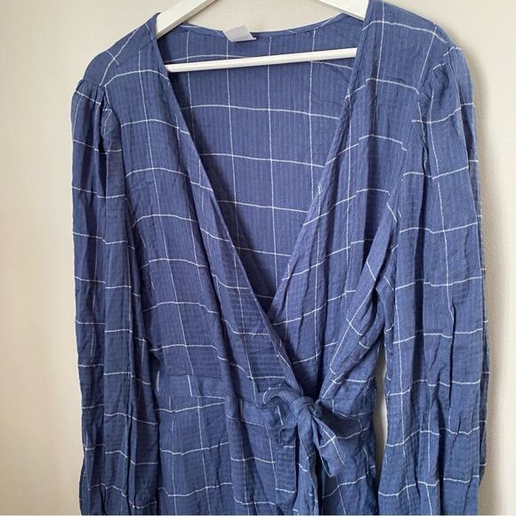 Melrose & Market Dress Long Sleeve Plaid Blue Mini Casual - Picture 2 of 12